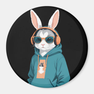 Aimant Lapin Portant un Sweat - shirt à capuche drôle Coo