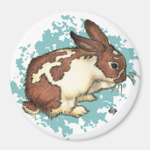 Aimant Lapin se lavant le visage avec le bleu