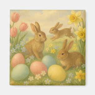 Aimant Lapin vintage/ Lapin de Pâques Fleece de printemps