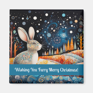 Aimant Lapin vous souhaite un joyeux Noël tout poilu !