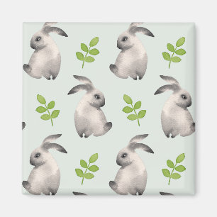 Aimant Lapins d'aquarelle et herbe