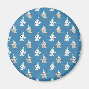 Aimant Lapins de neige en chapeaux et écharpes Art de vac