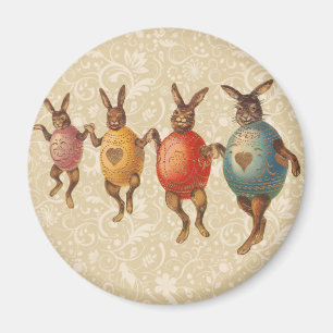 Aimant Lapins de Pâques vintage dansant avec des costumes
