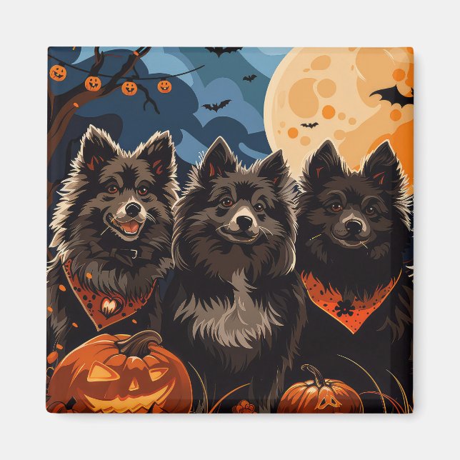 Aimant Lapphund finlandais Halloween Éffrayant (Devant)