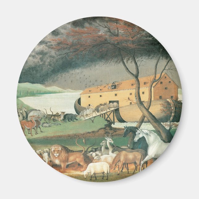 Aimant L'Arche de Noé par Edward Hicks, Art Populaire Vin (Devant)