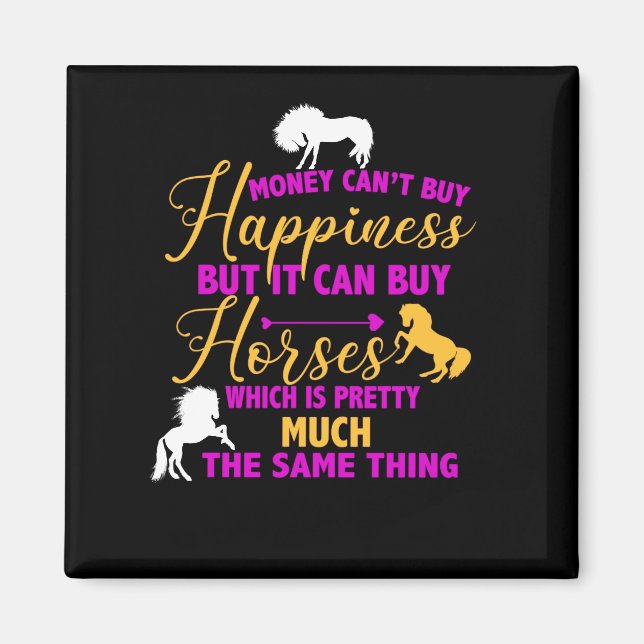 Aimant L'argent peut acheter des chevaux violet jaune (Devant)