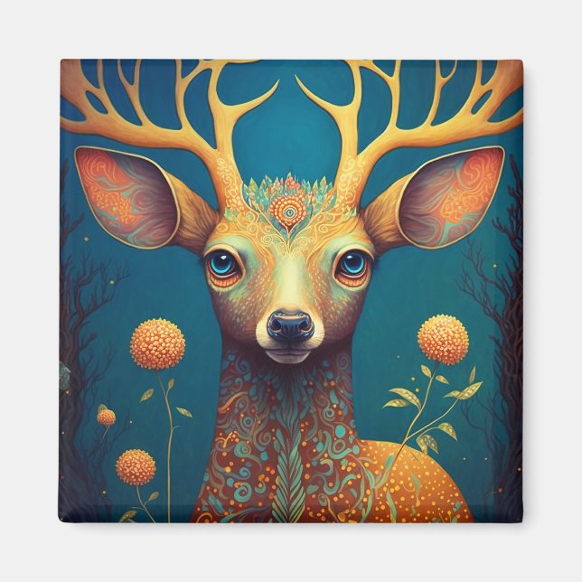 Aimant L'art de l'Imaginaire de cerfs lunaires (Devant)
