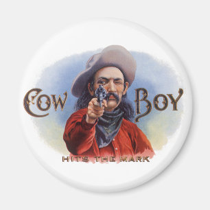 Aimant L'art des étiquettes de cigare vintage, Cowboy att