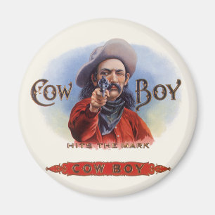 Aimant L'art des étiquettes de cigare vintage, Cowboy att
