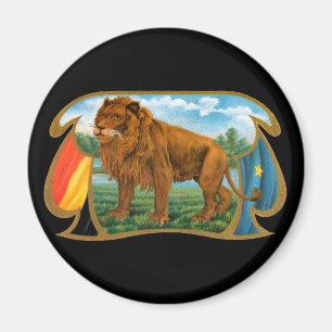 Aimant L'art des étiquettes de cigare vintage, Lion, Roi