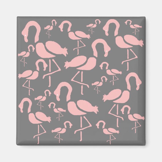 Aimant L'art des oiseaux de Flamant rose rose amusant (Devant)