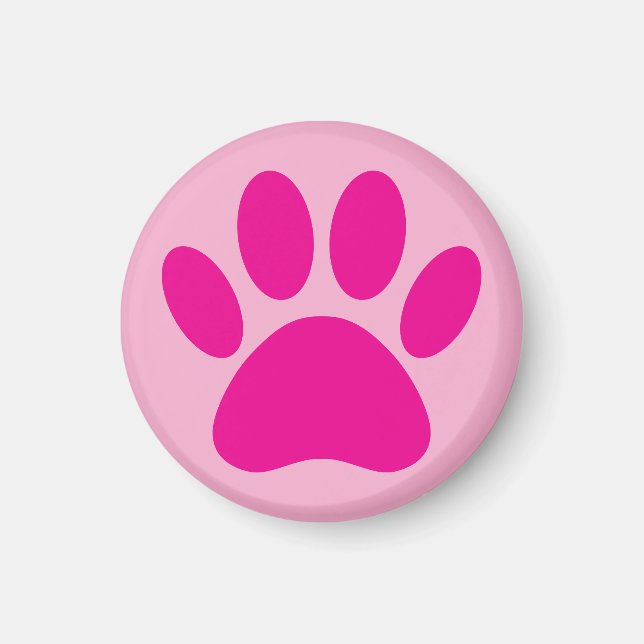 Aimant L'Art Empreinte de patte De Chien En Rose (Devant)