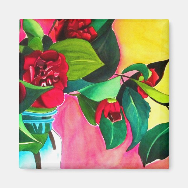 Aimant L'art floral des Camellias rouges (Devant)