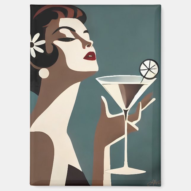 Aimant L'art moderne du milieu du siècle La DIva Martini (Recto)