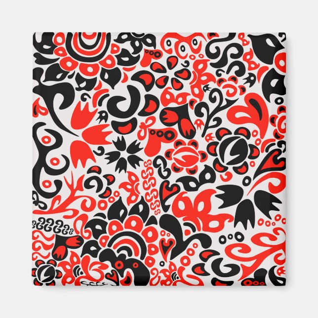 Aimant L'art populaire ukrainien motif floral abstact (Devant)