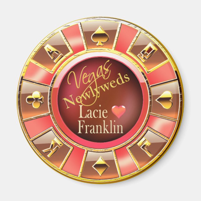 Aimant Las Vegas Deluxe Coral Peach Casino Chip Favoriser (Devant)