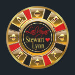 Aimant Las Vegas Deluxe Gold & Red Casino Chip Favoriser<br><div class="desc">Si vous êtes Doing It In Vegas ou que vous avez un mariage ou une réception à thème Las Vegas, ces magnets de jetons de casino en or, rouge et noir font les faveurs de mariage parfaites! Pour toute question ou demande, envoyez-moi un courriel à glamprettyweddings.com/contact. Des invitations de mariage...</div>