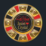 Aimant Las Vegas Deluxe Gold & Red Casino Chip Favoriser<br><div class="desc">Si vous êtes Doing It In Vegas ou que vous avez un thème de Las Vegas mariage ou réception, ces magnets de jetons de casino or & rouge font les faveurs de mariage parfaites! Pour toute question ou demande, envoyez-moi un courriel à glamprettyweddings.com/contact. Des invitations de mariage assorties, des cartes...</div>