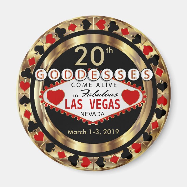 Aimant Las Vegas Goddess Poker Chip Design (Devant)