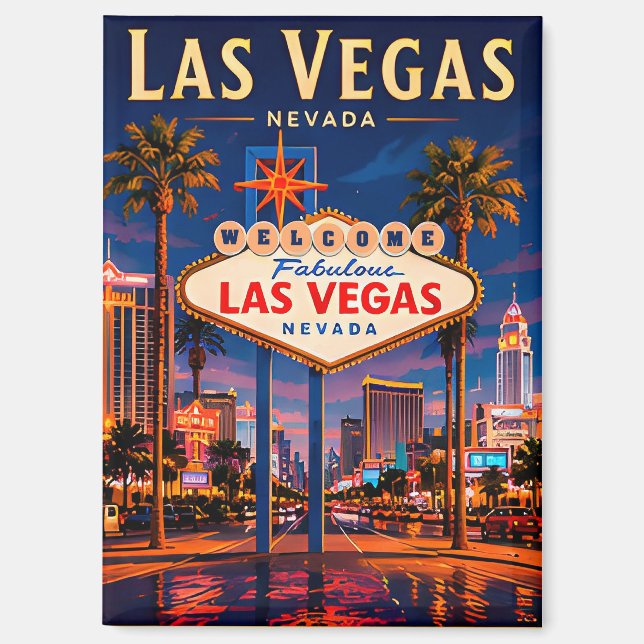 Aimant 🎰 Las Vegas Nevada Strip et ligne d'horizon (Recto)