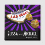 Aimant Las Vegas Starburst Mariage Favoriser violet noir<br><div class="desc">Ce plaisir "Las Vegas Starburst" mariage est parfait pour les mariages de destination de Vegas et des événements sur le thème du casino. Pour toute question ou demande, envoyez un courriel à glamprettyweddings.com/contact. Design par Cheryl Daniels © 2013. Les invitations de mariage, les invitations de réception, enregistrer les dates et...</div>