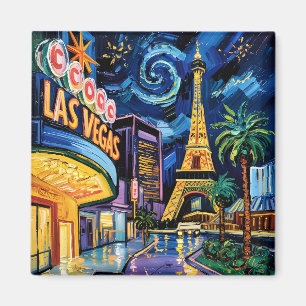 Aimant Las Vegas Travel Van Gogh Style Casino Night City