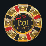 Aimant Las Vegas VIP Black Gold Red Casino Chip Favoriser<br><div class="desc">Si vous avez un thème Las Vegas mariage, réception ou fête d'anniversaire, ces magnets de jetons de casino en or, rouge et noir font la fête parfaite ou les faveurs de mariage! Pour toute question ou demande, envoyez-moi un courriel à l'adresse suivante : cheryl@cheryldanielsart.com. De nombreux produits correspondants disponibles. "Las...</div>
