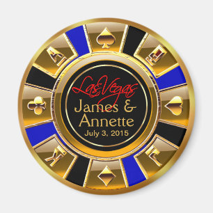 Aimant Las Vegas VIP Blue Gold Black Casino Chip Favorise