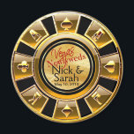 Aimant Las Vegas VIP Gold Black Sand Casino Chip Favorise<br><div class="desc">Si vous êtes Doing It In Vegas ou que vous avez un thème de Las Vegas mariage ou réception, ces magnets de jetons de casino noir, or & sable font les faveurs de mariage parfaites! Pour toute question ou demande, envoyez-moi un courriel à glamprettyweddings.com/contact. Des invitations de mariage assorties, des...</div>