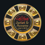 Aimant Las Vegas VIP Gold et Black Casino Chip Favoriser<br><div class="desc">Si vous êtes Doing It In Vegas ou que vous avez un thème de Las Vegas mariage ou réception, ces magnets de jetons de casino en or et noir font les faveurs de mariage parfaites! Des invitations de mariage assorties, des cartes de date, des cartes RSVP, des décalcomanies d'enveloppe et...</div>