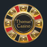 Aimant Las Vegas VIP Red Gold Black Casino Chip Favoriser<br><div class="desc">Si vous avez un mariage à thème Las Vegas, fête d'anniversaire ou réception, ces magnets de jetons de casino noir, or & rouge font les faveurs des invités parfaits! Des invitations de mariage, des invitations de fête d'anniversaire, des cartes de date, des serviettes de cocktail en papier, des cartes RSVP...</div>