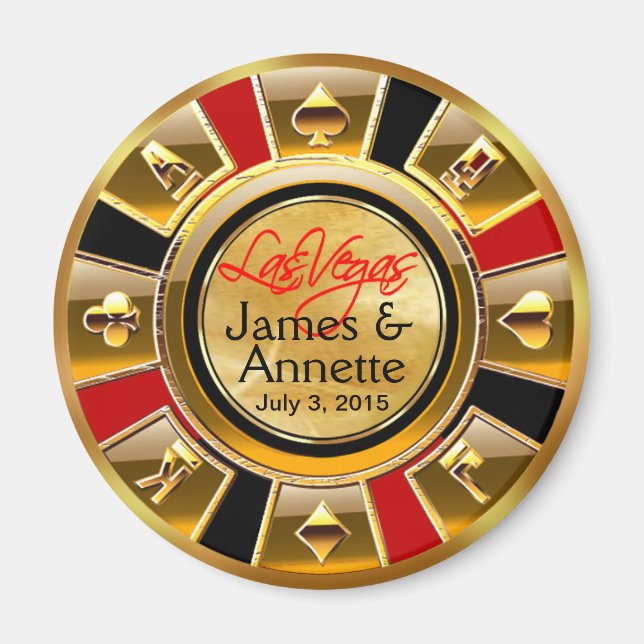 Aimant Las Vegas VIP Red Gold Black Casino Chip Favoriser (Devant)