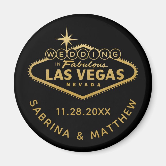 Aimant Las Vegas Wedding Enregistrer la date ou Favor (Devant)