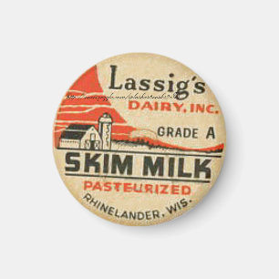 Aimant "Lassig's Dairy Skim Milk Bottle Casquette-1950"