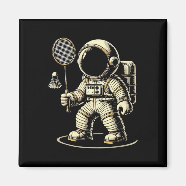 Aimant L'astronaute Badminton Player Navette 2 (Devant)