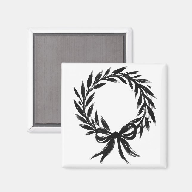 Aimant Laurel Wreath with Bow – Botanical Emblem on  (Recto/Verso)