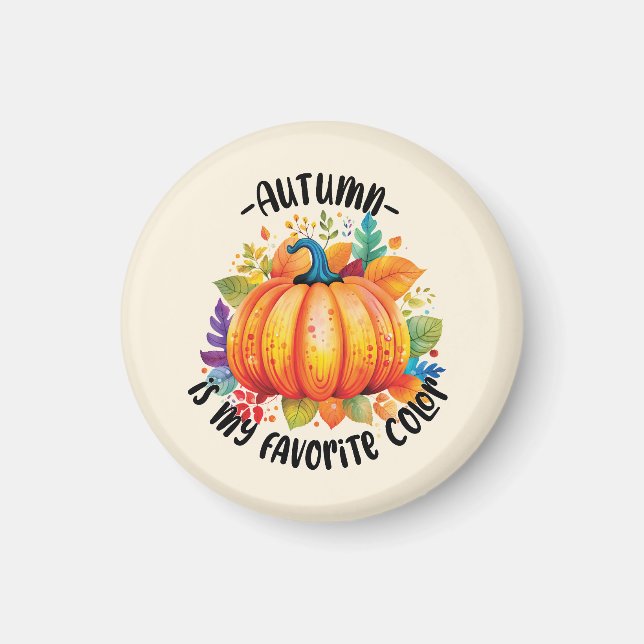 Aimant L'automne est ma couleur préférée - Citrouille et  (Devant)