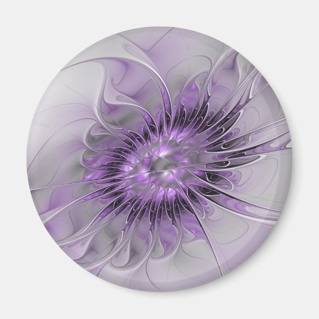 Aimant Lavande Fleur Dream Moderne Abstrait Fractal Art (Devant)