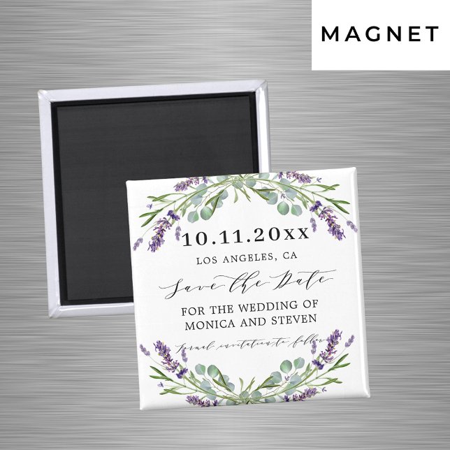 Aimant Lavande violet vert mariage enregistrer la date (Créateur téléchargé)