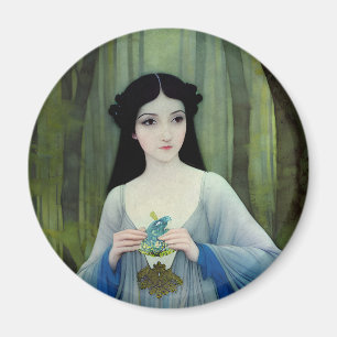 Aimant Lave-encre illustration de la belle femme à Woods