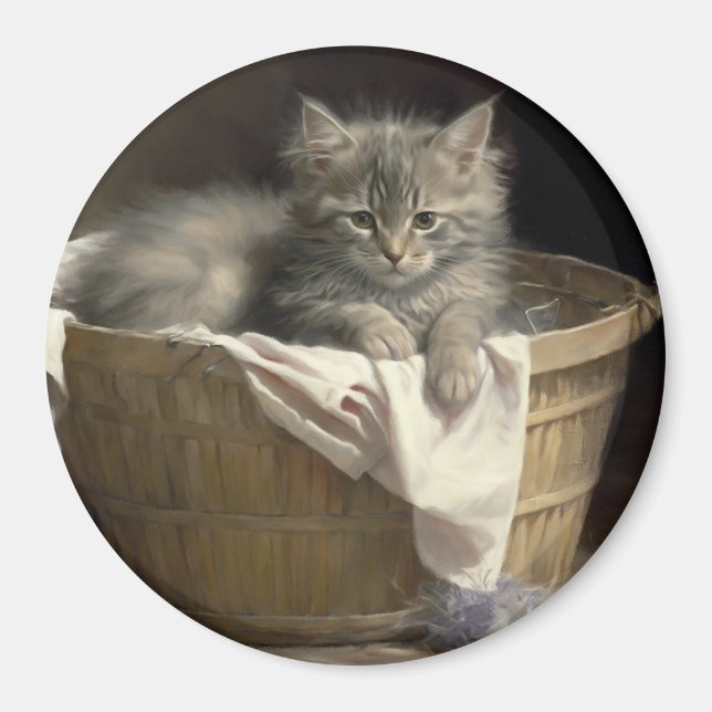 Aimant Lave-linge Ou Portrait De Kitten Gris En Temps De  (Devant)