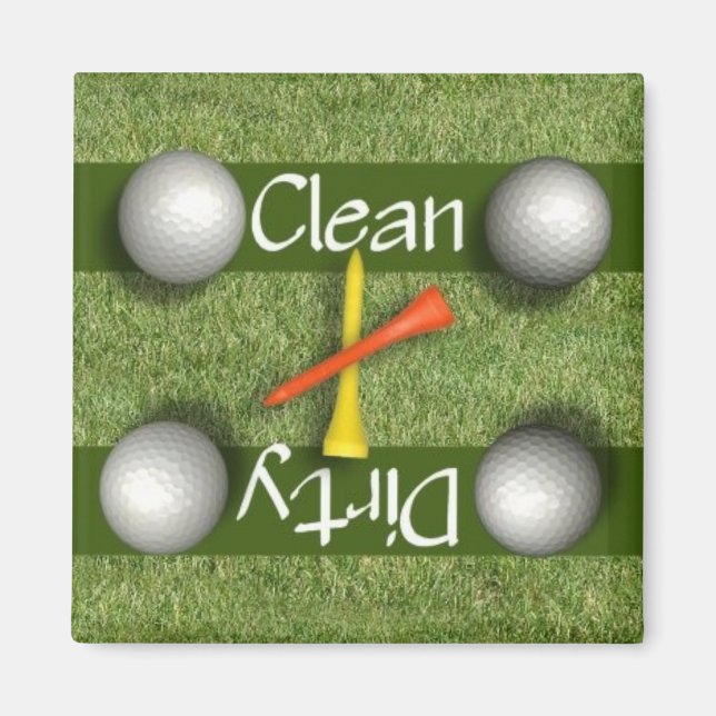 Aimant Lave-vaisselle de golf propre ou sale (Devant)