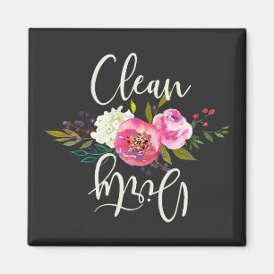 Aimant Lave-vaisselle fleurie Boho rose, propre / sale