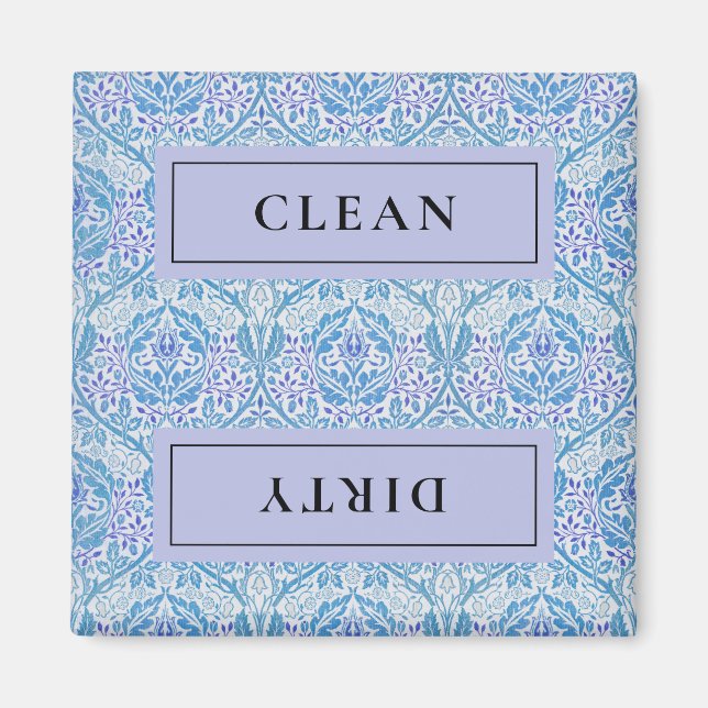Aimant Lave-vaisselle Floral Bleu CLAIR (Devant)