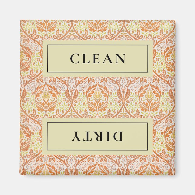 Aimant Lave-vaisselle Floral Orange DIRTY (Devant)