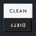 Aimant Lave-vaisselle minimaliste noir et blanc Propre<br><div class="desc">Lave-vaisselle moderne minimaliste noir et blanc aimant propre ou sale pour indiquer la vaisselle dans la cuisine maison.</div>