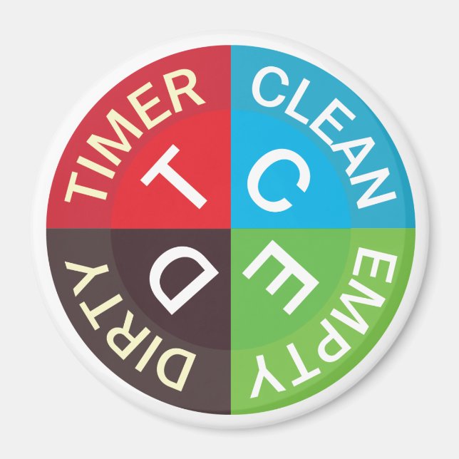 Aimant Lave-vaisselle Nettoyante Vide Timer Cuisine Blanc (Devant)