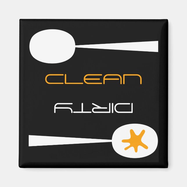 Aimant Lave-vaisselle orange, noir et blanc, propre ou sa (Devant)