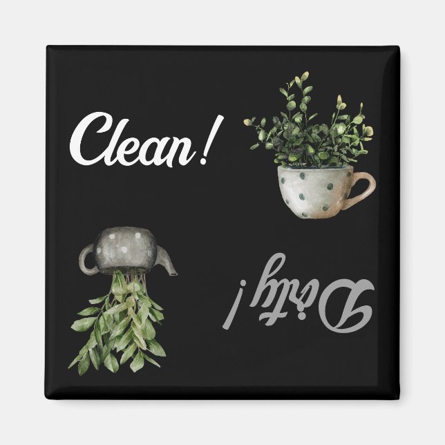 Aimant Lave-vaisselle Propre et sale Flip Sign Cuisine no (Devant)