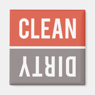 Aimant Lave-vaisselle propre et sale rouge orange et gris